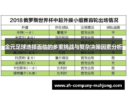 金元足球选择面临的多重挑战与复杂决策因素分析